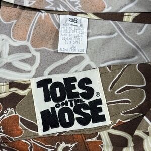 Toes on the Nose‎ Mens FloralPrint  Boardshorts Trunks Size 36 brown Made In Usa